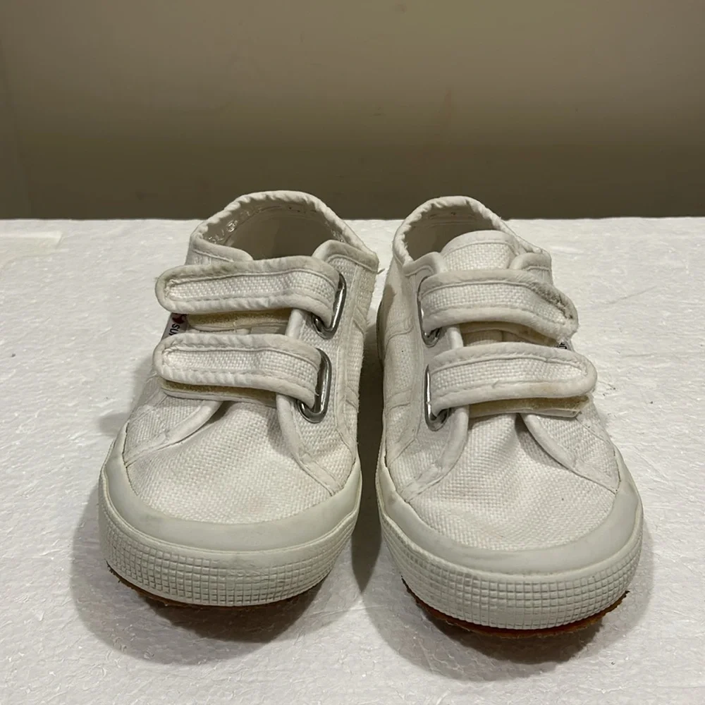 Superga kids unisex canvas hook & loop fastener Sneakers size 10.5 white